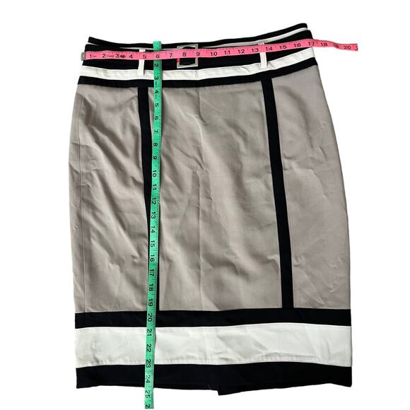 Worthington Size 10 Color Block Black Tan and White Straight Pencil Skirt - Picture 8 of 8